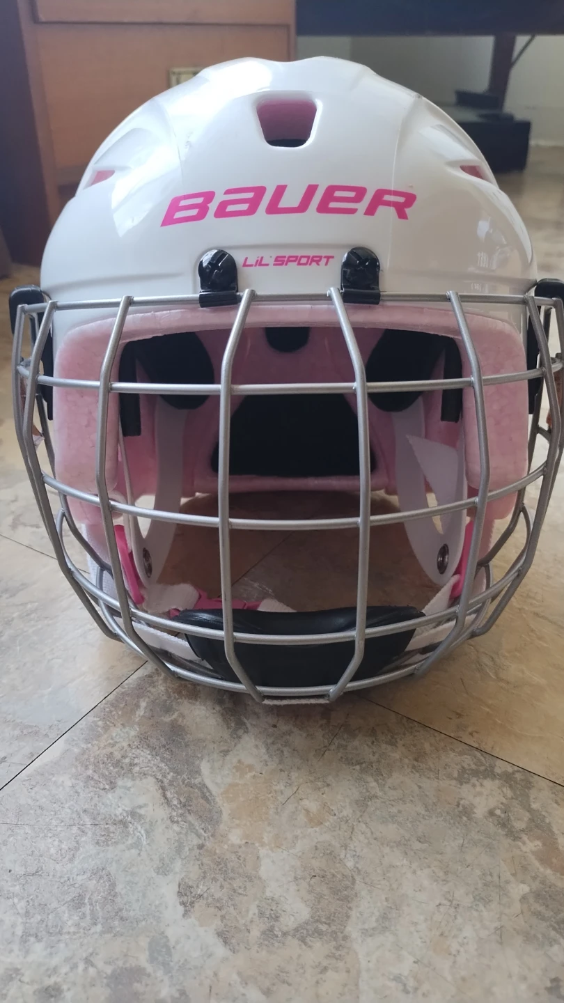 Bauer Lil Sport Hockey Helmet with Cage - Pink/White