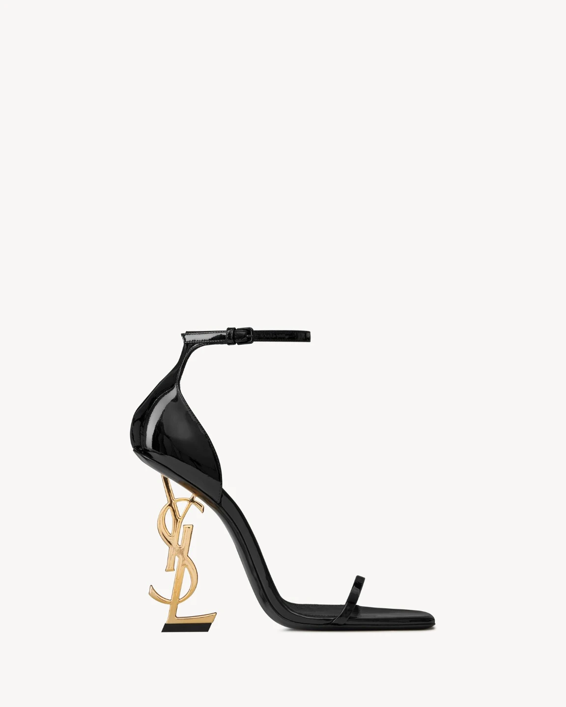Saint Laurent Opyum Sandals in Black Patent Leather