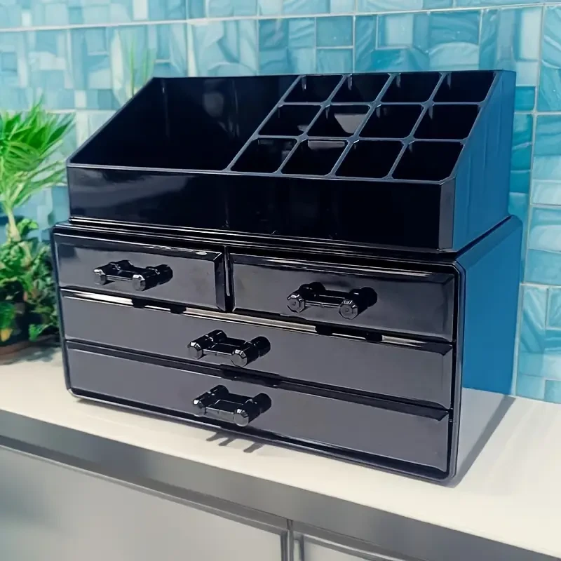 Black Acrylic Makeup Organizer with Drawers 2 piece set - photo 2