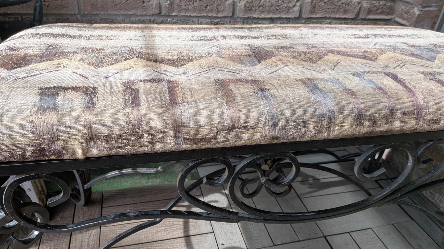 Wrought Iron Bench with Upholstered Seat - photo 4