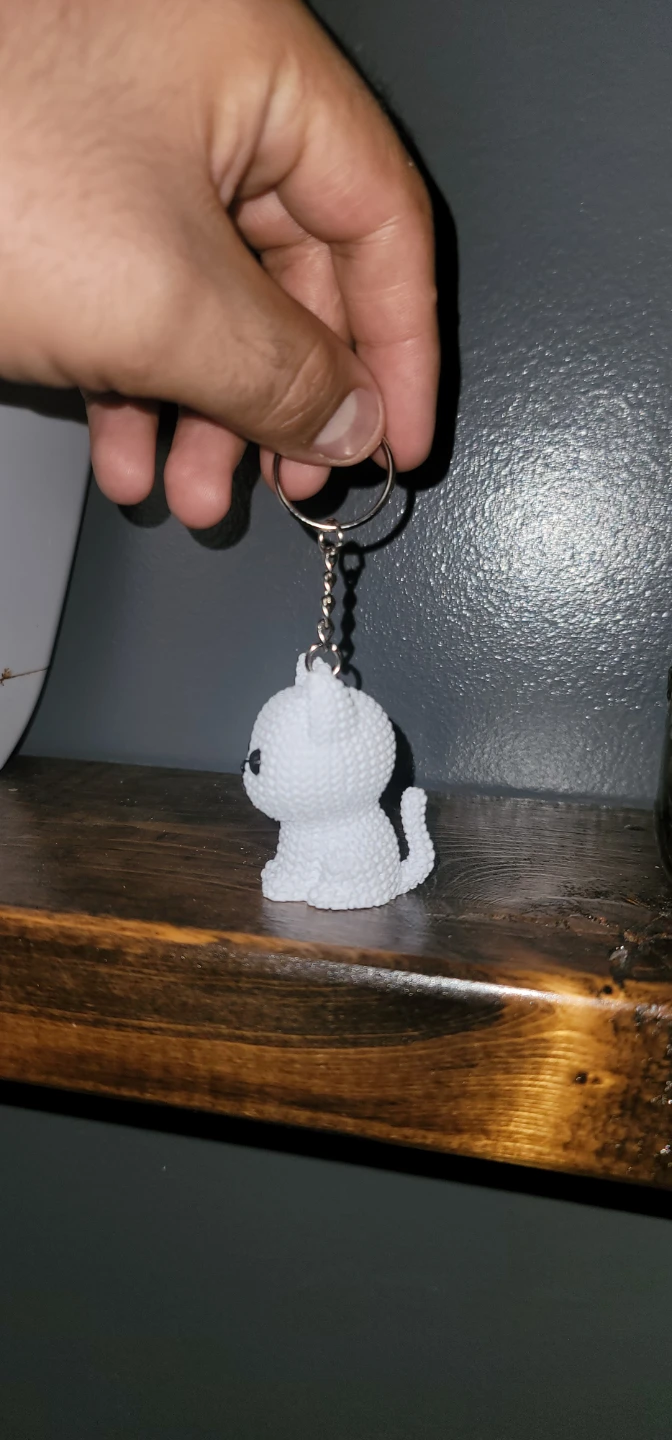 cute knitted White Cat Keychain - photo 2