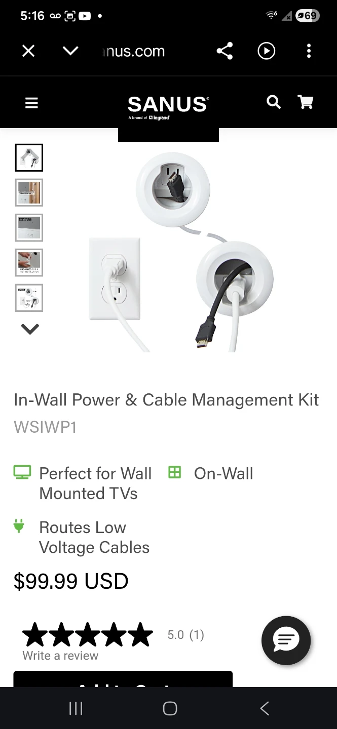 SANUS In-Wall Power & Cable Management Kit - photo 2