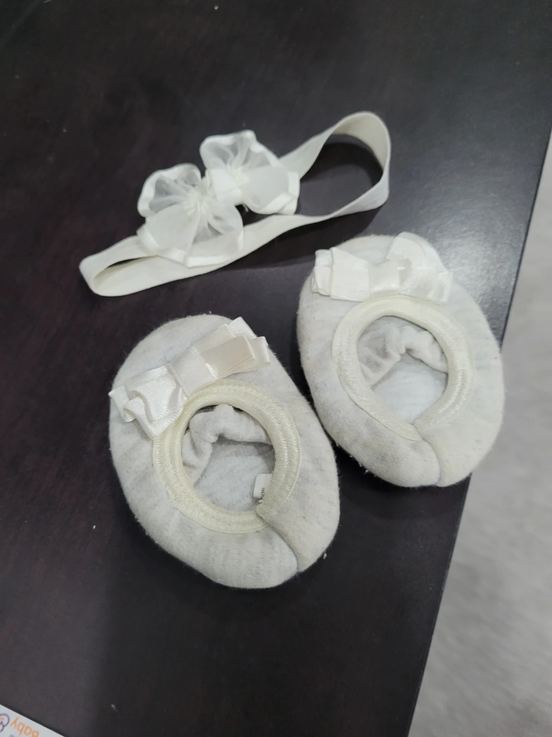 White Baby Shoes and Headband Set