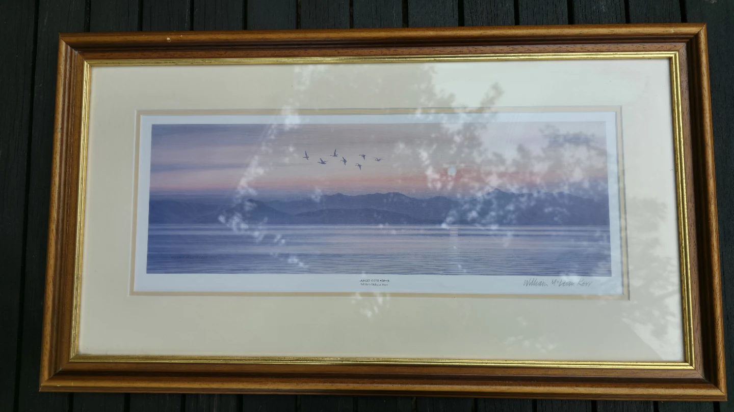 Framed and Signed Watercolour Print - "Sunset Over Arran"