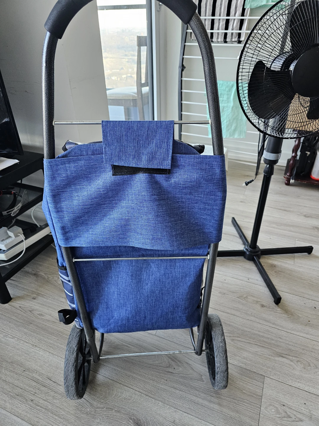 Blue Rolling Shopping Cart Trolley