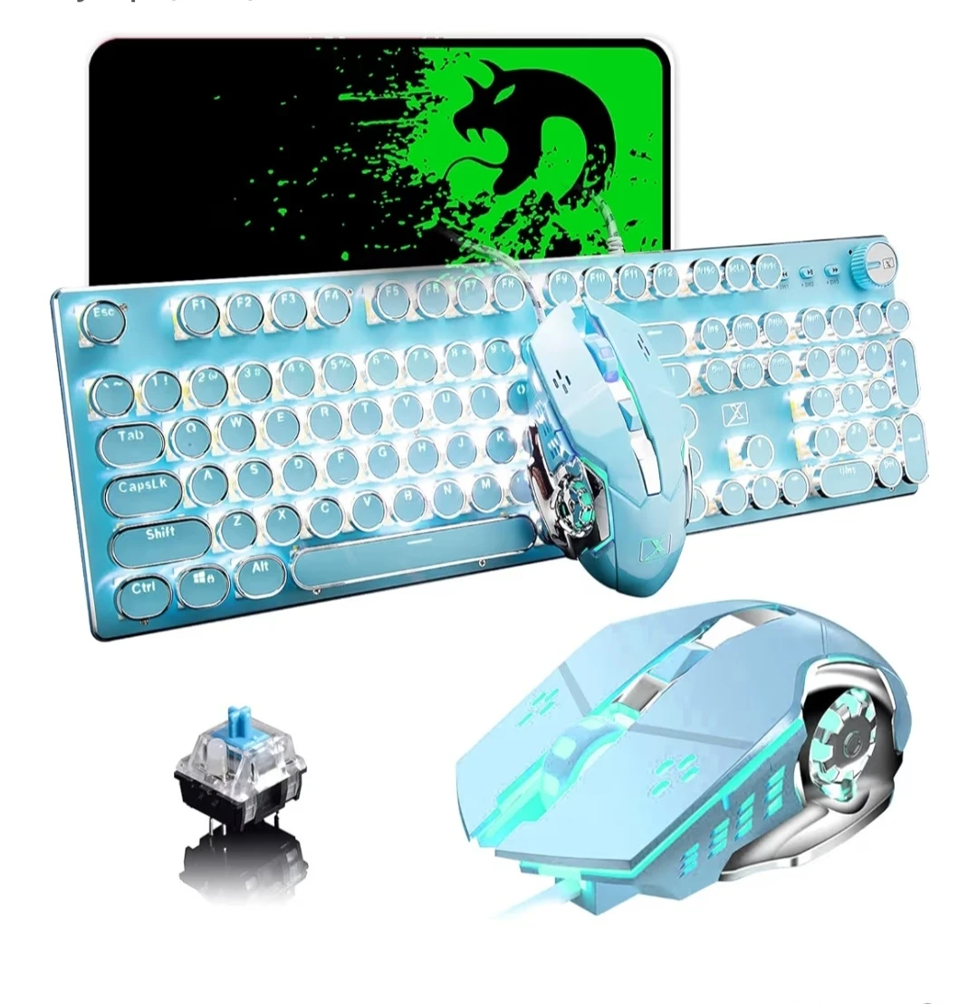 Mambasnake Retro style Gaming set( Keyboard,Mouse and Mouse Pad)