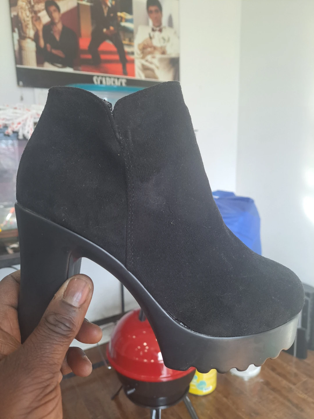 Black Lace-Up Platform Heel Boots - photo 2