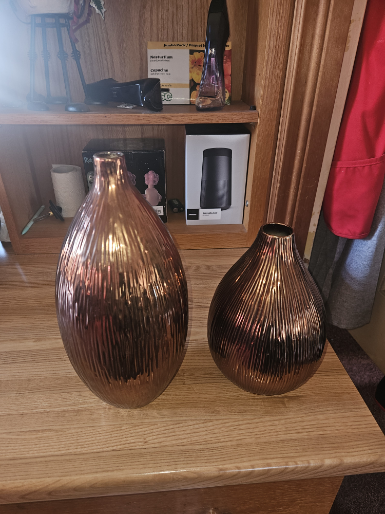 Bronze Ribbed Ceramic Vase