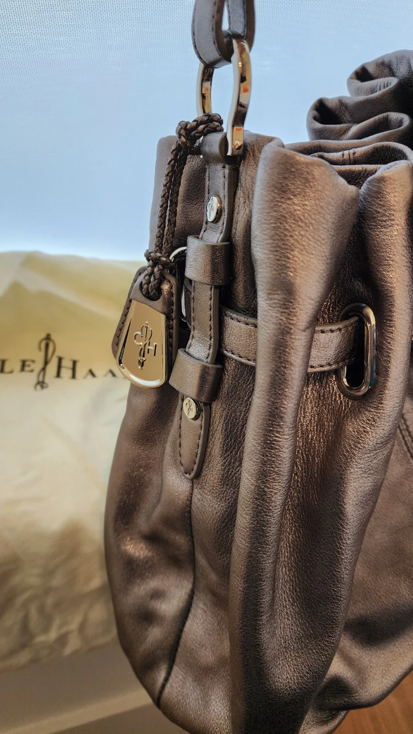 Cole Haan Metallic Leather Drawstring Shoulder Bag - photo 4