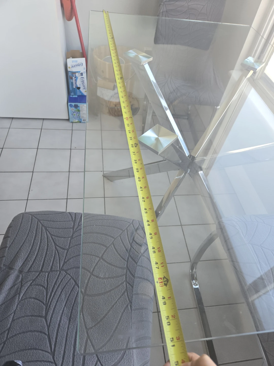 Glass Dining Table with Chrome Base