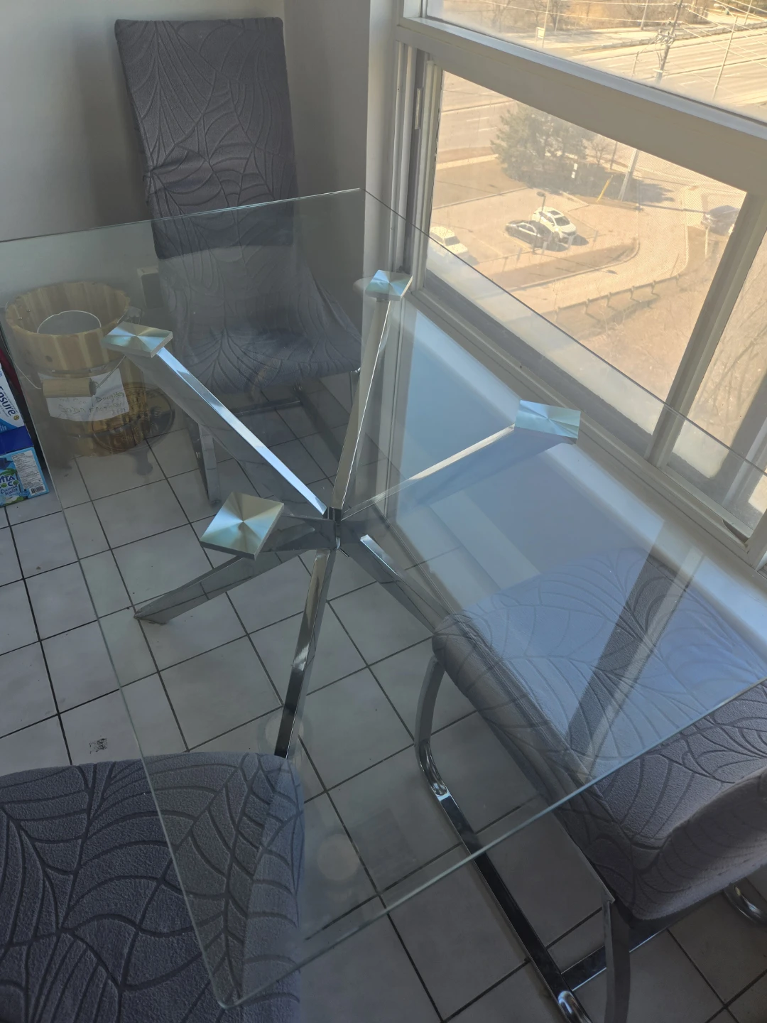 Glass Dining Table with Chrome Base - photo 2