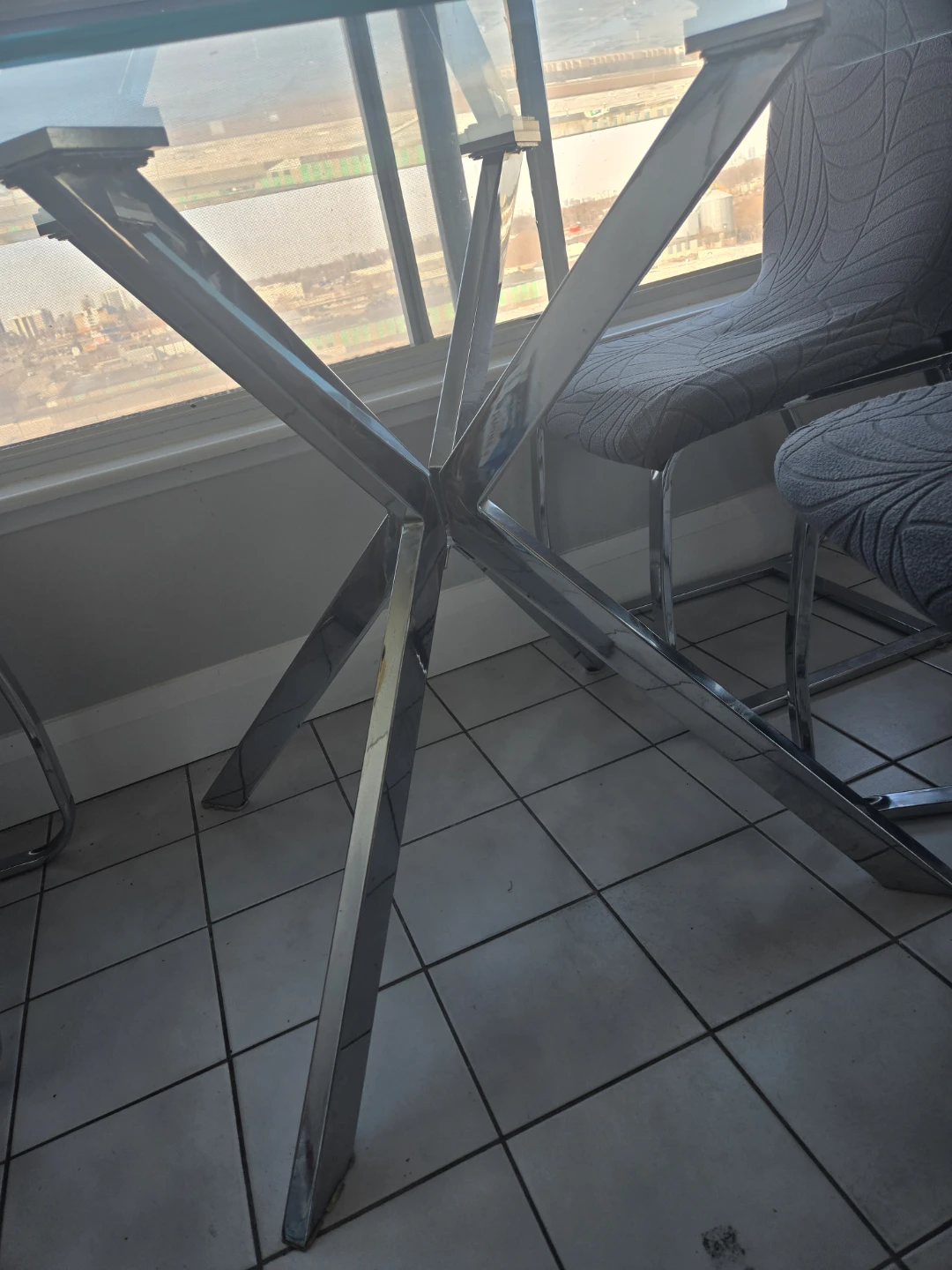 Glass Dining Table with Chrome Base - photo 4
