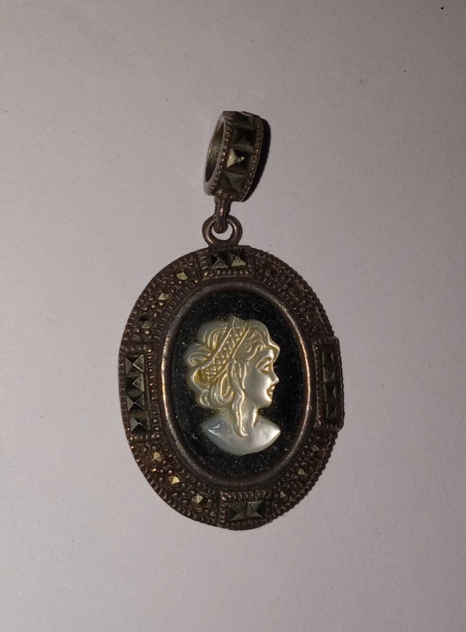 Vintage Cameo Pendant with Marcasite Accents