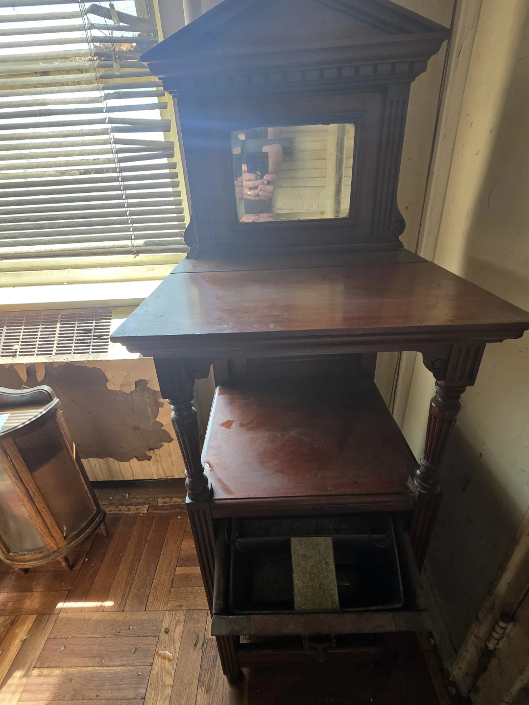 Antique Wooden Vanity Table with Mirror