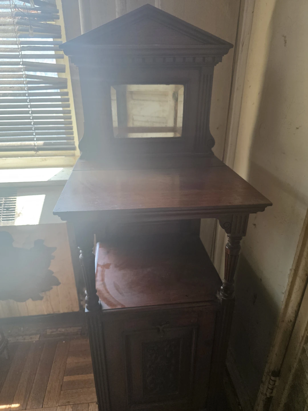 Antique Wooden Vanity Table with Mirror - photo 2