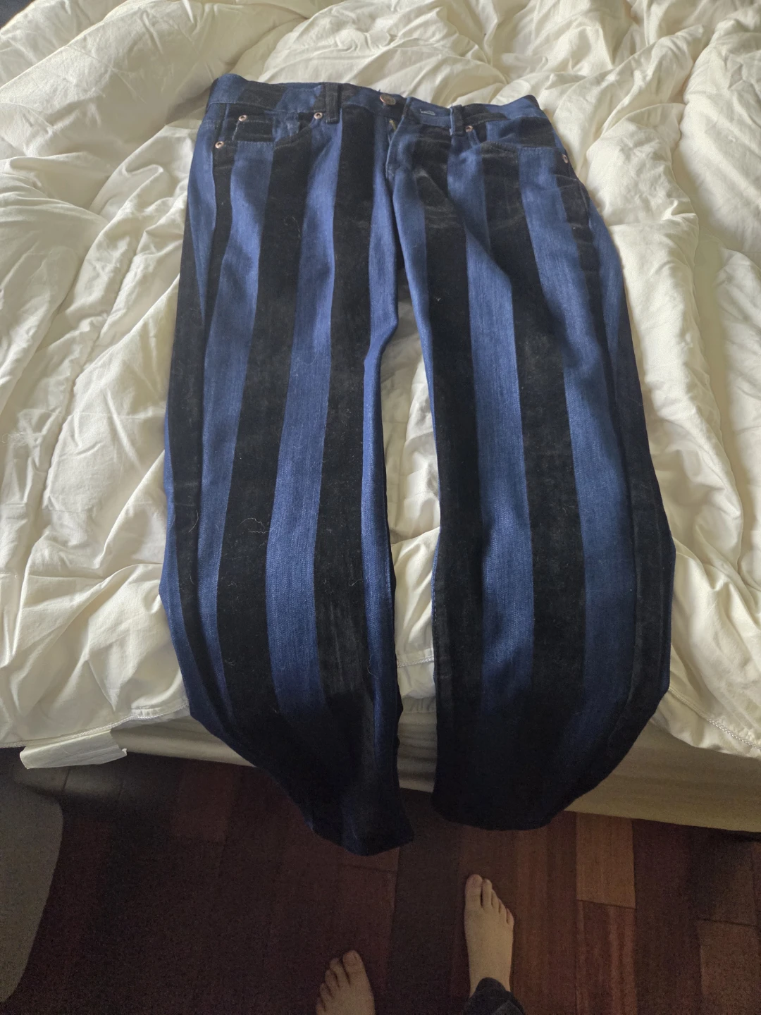 New* Cielo Jeans USA Blue and Black Striped Pants