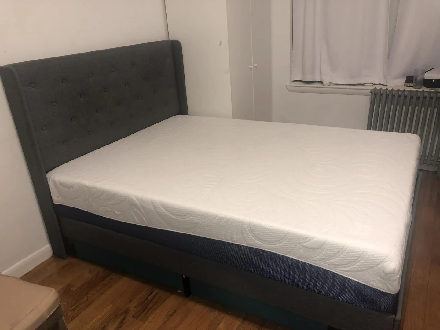 Gray Upholstered Full Bed Frame and Mattress - photo 2