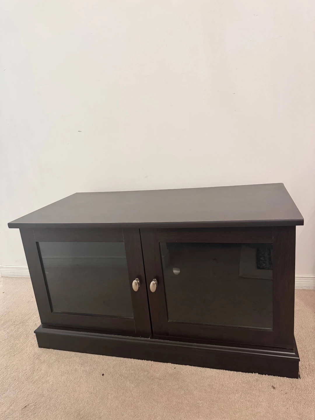Dark Brown TV Stand with Glass Doors - photo 5