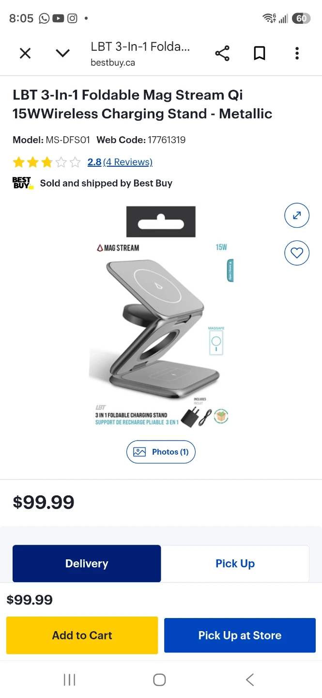 LBT 3-in-1 Foldable Mag Stream Wireless Charging Stand - photo 4