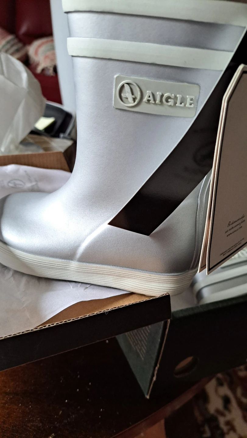 Aigle Babyflac Silver Rain Boots - Size US 5