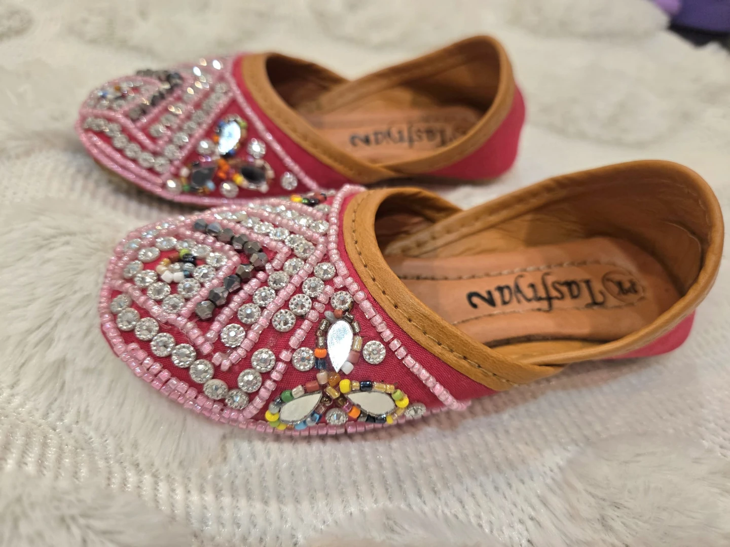 Pink Beaded Flat shoes - photo 3