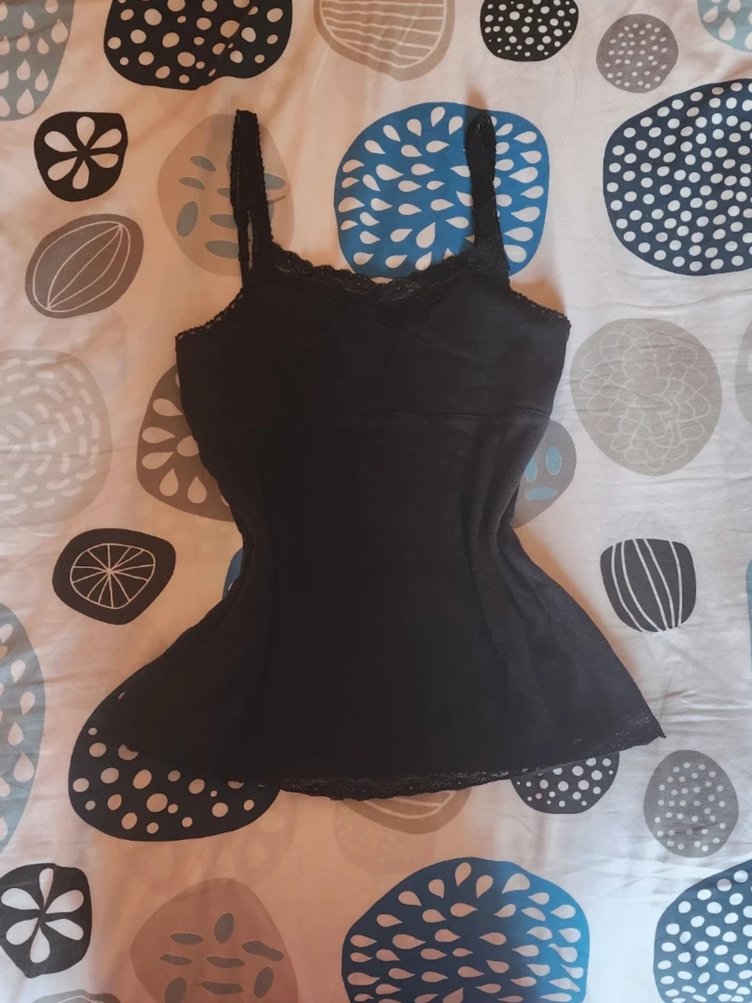 black laced camisole.