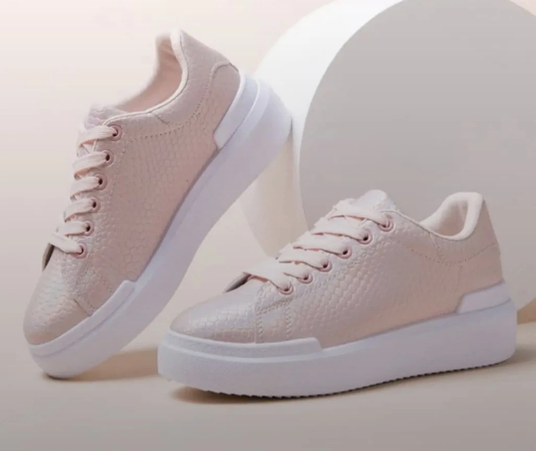 Pink Faux Snake Skin Platform Sneakers - photo 5