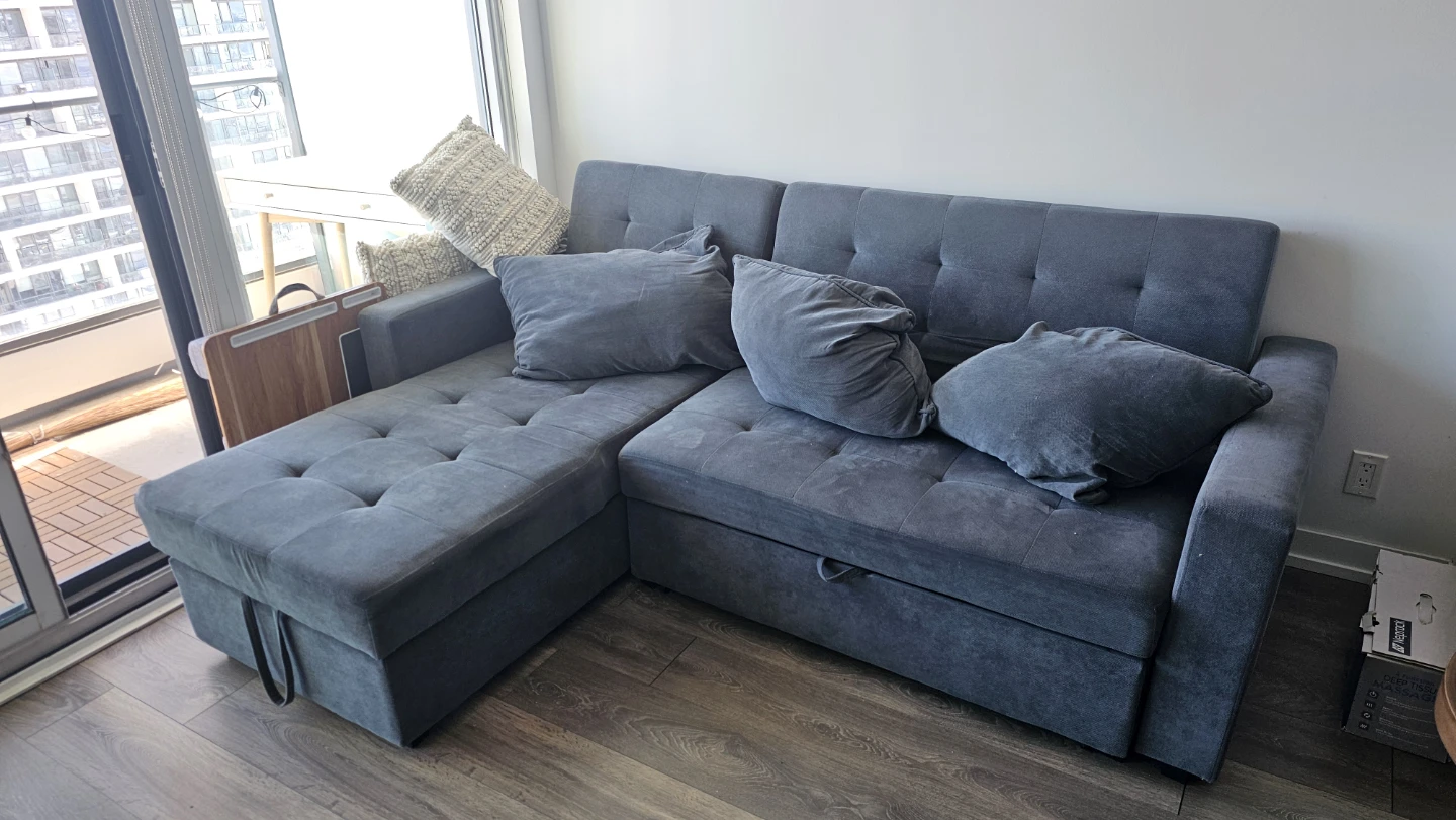Grey Sectional Sofa Bed with Storage