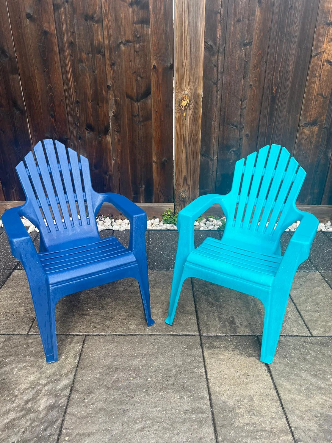 Set of 2 kids Plastic Adirondack Chairs - Blue and Teal