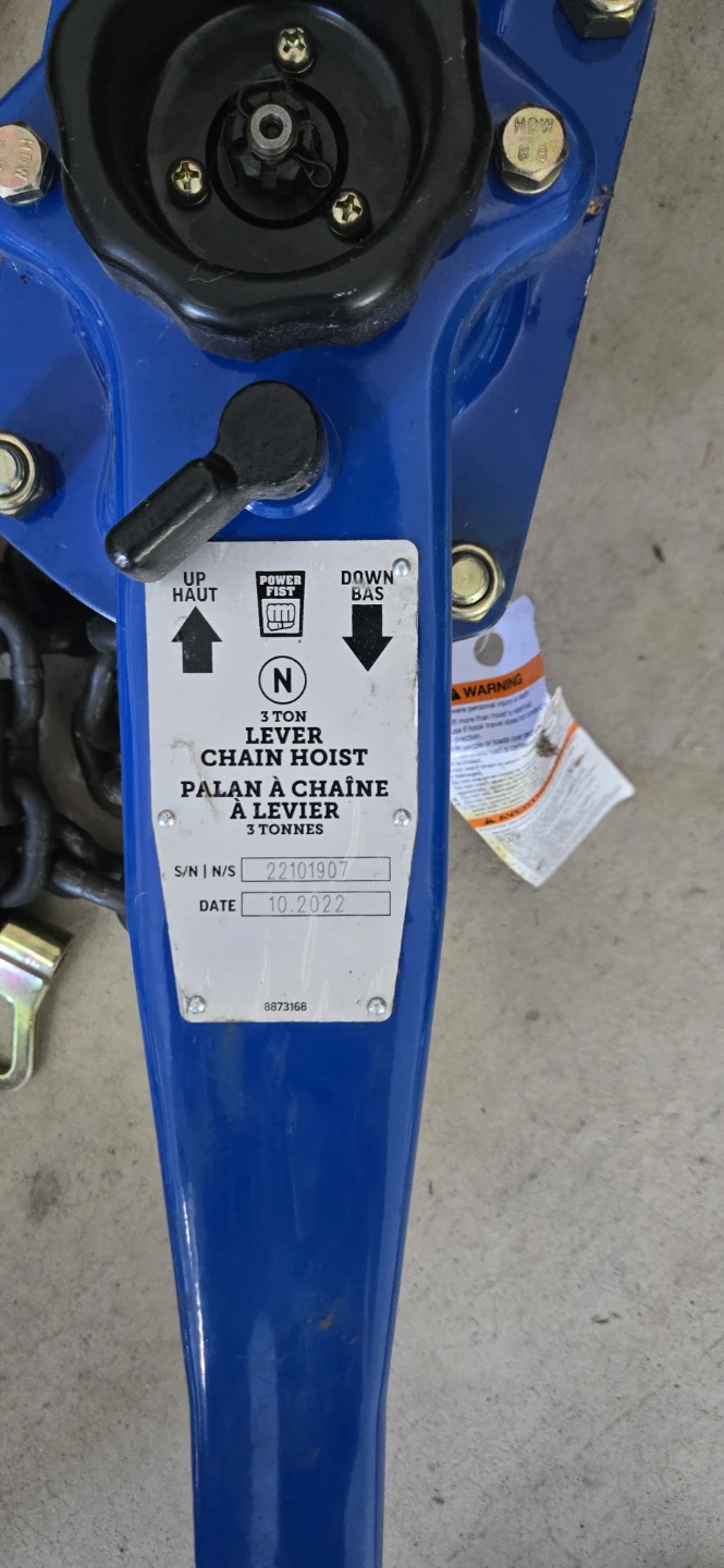 POWERFIST 3 Ton Lever Chain Hoist - photo 2