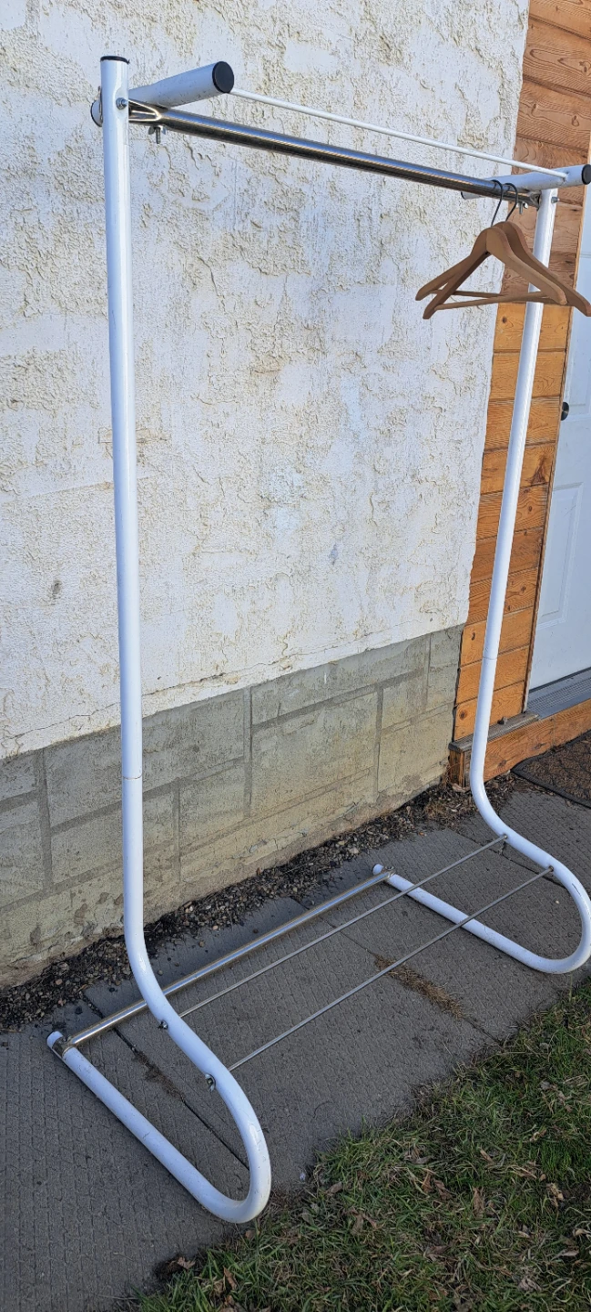 White Garment Rack with Shoe Shelf
