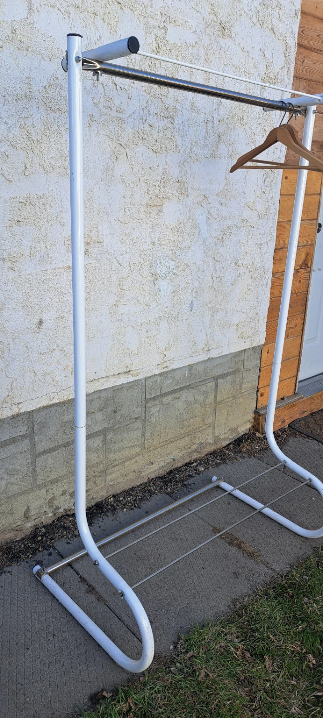 White Garment Rack with Shoe Shelf - photo 2