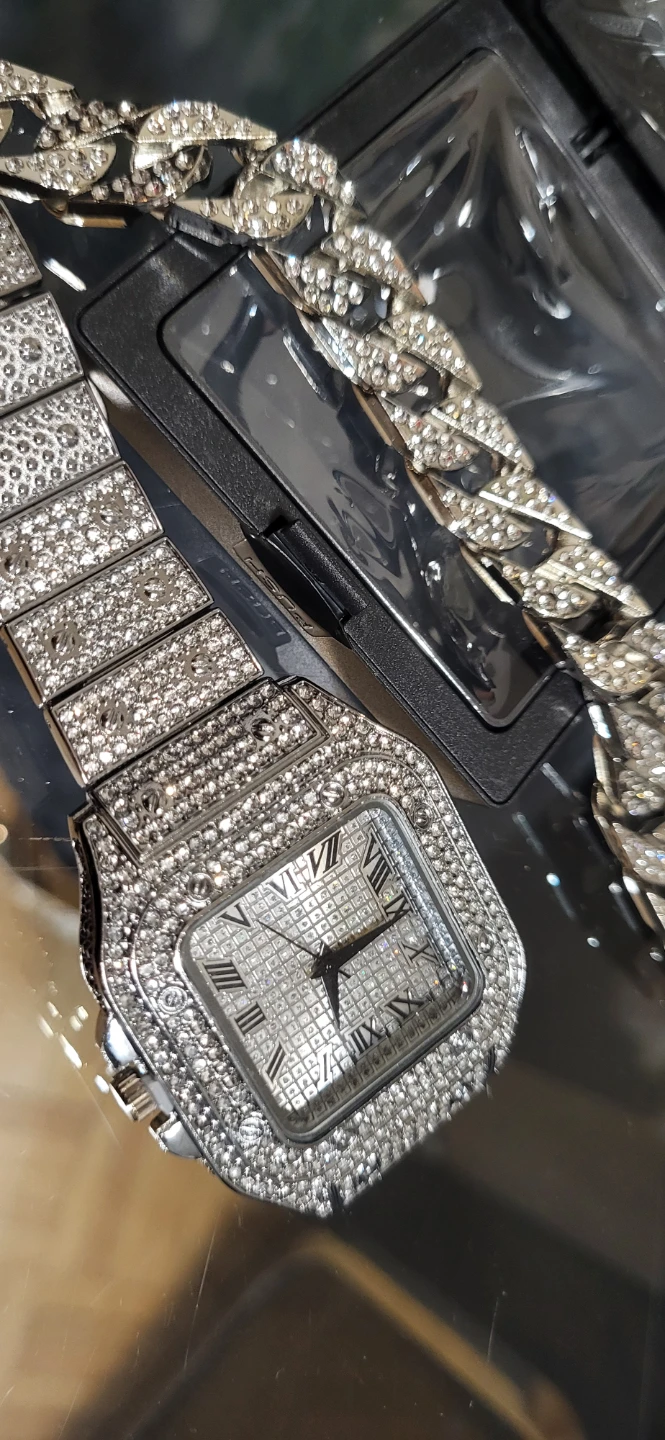 Iced Out Watch and Bracelet Set