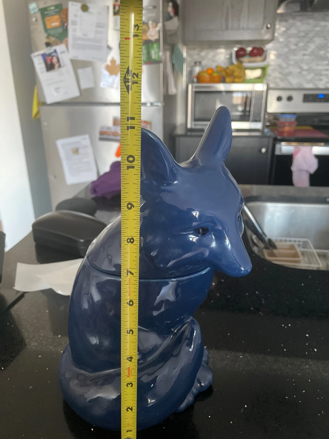 Blue Ceramic Fox Cookie Jar