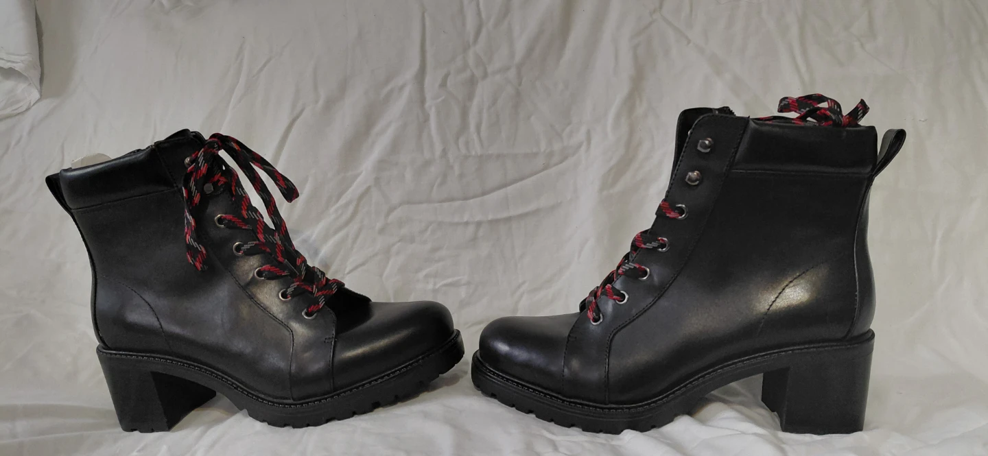 Black Chunky Heel Combat Boots - photo 2