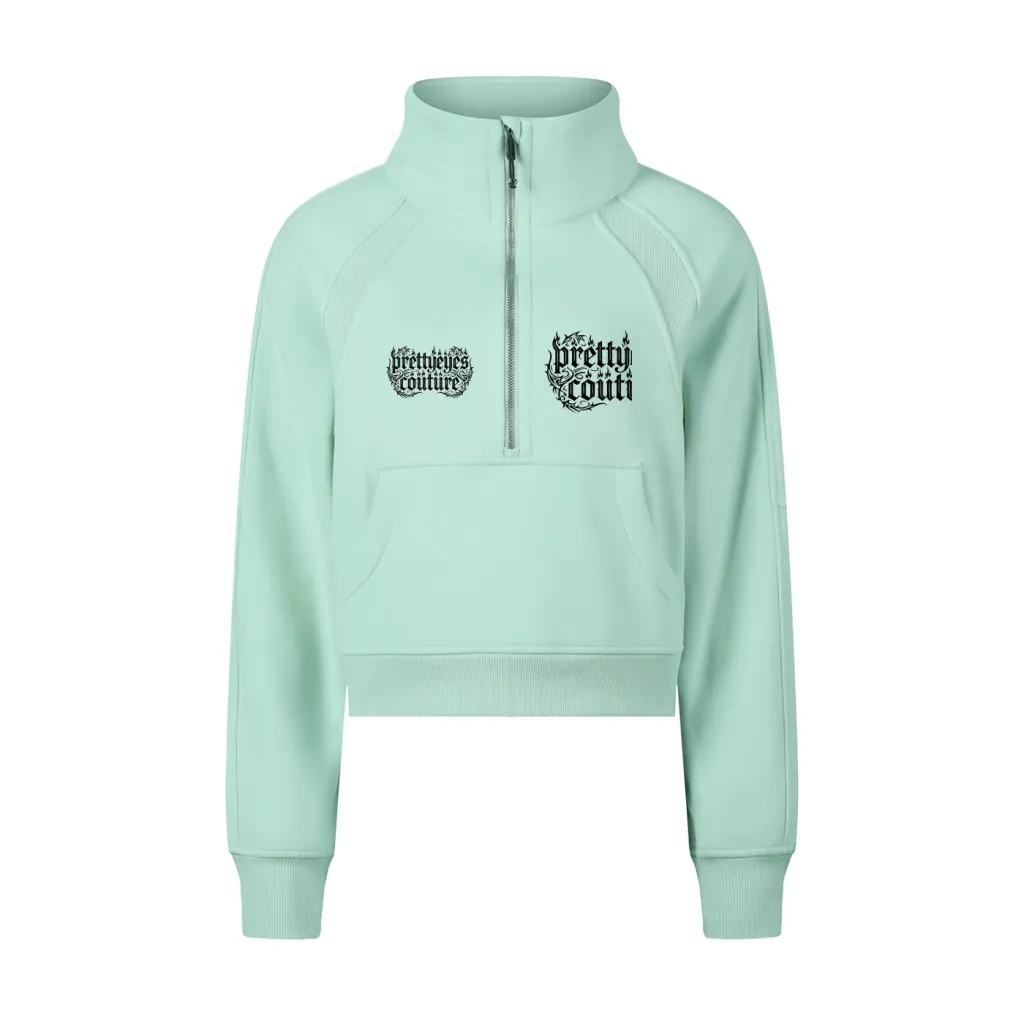 Prettyeyes Couture Mint Green Zip-Up Cropped Sweatshirt - photo 2