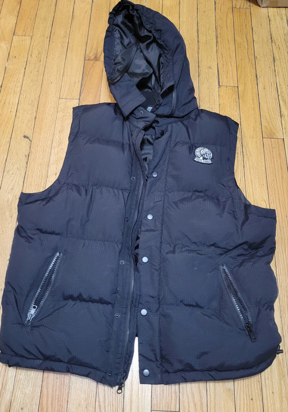 Hustle Gang Vest XL Black Hooded Puffer XL