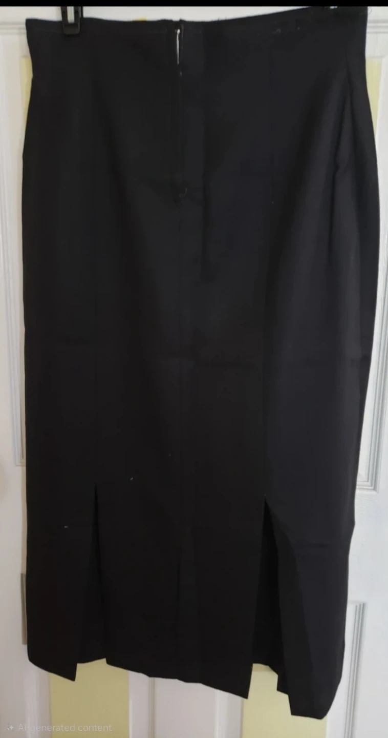Wool size 14 Black Pencil Skirt with Double Slits