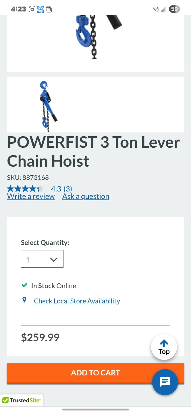 POWERFIST 3 Ton Lever Chain Hoist - photo 3
