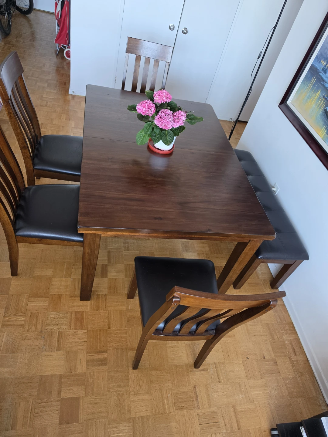 Wooden Dining Table with Leaf Extension