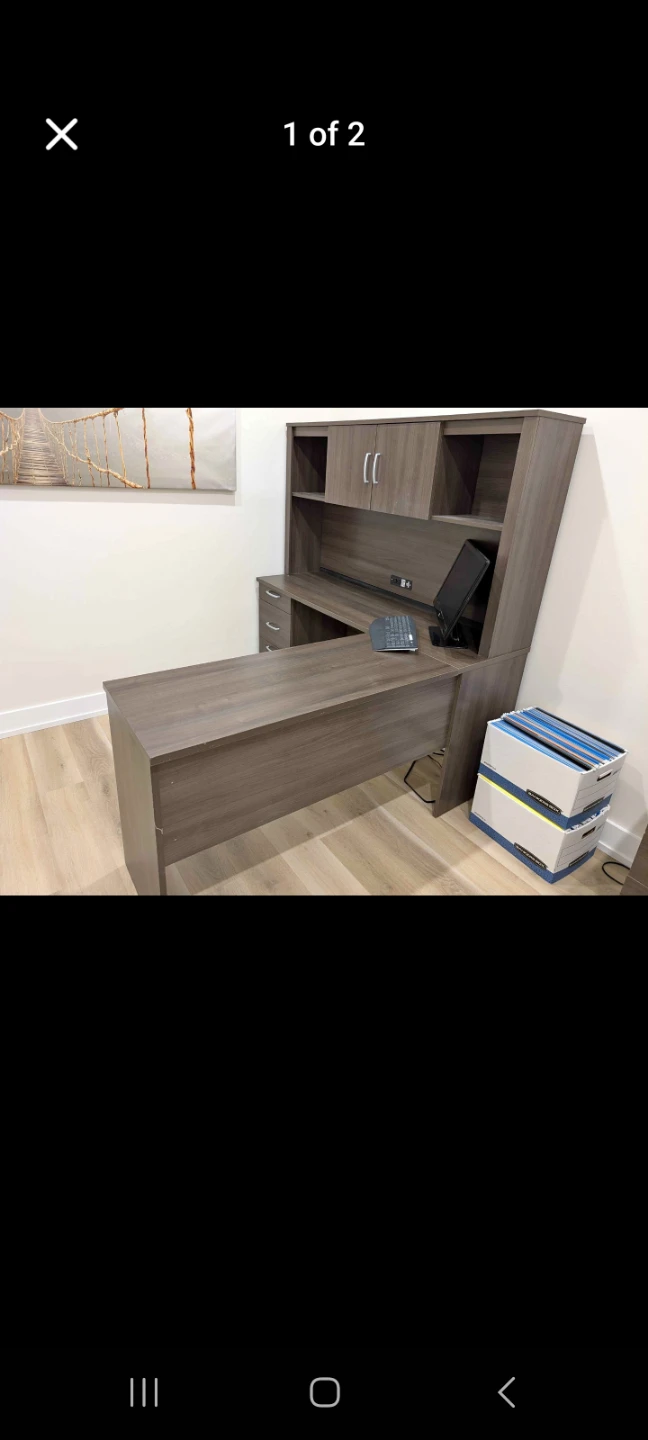 L-Shaped Desk with Hutch - photo 2