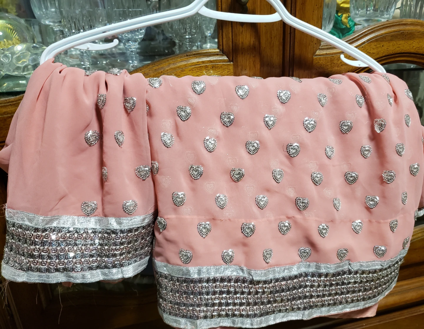 Pink Embellished Saree