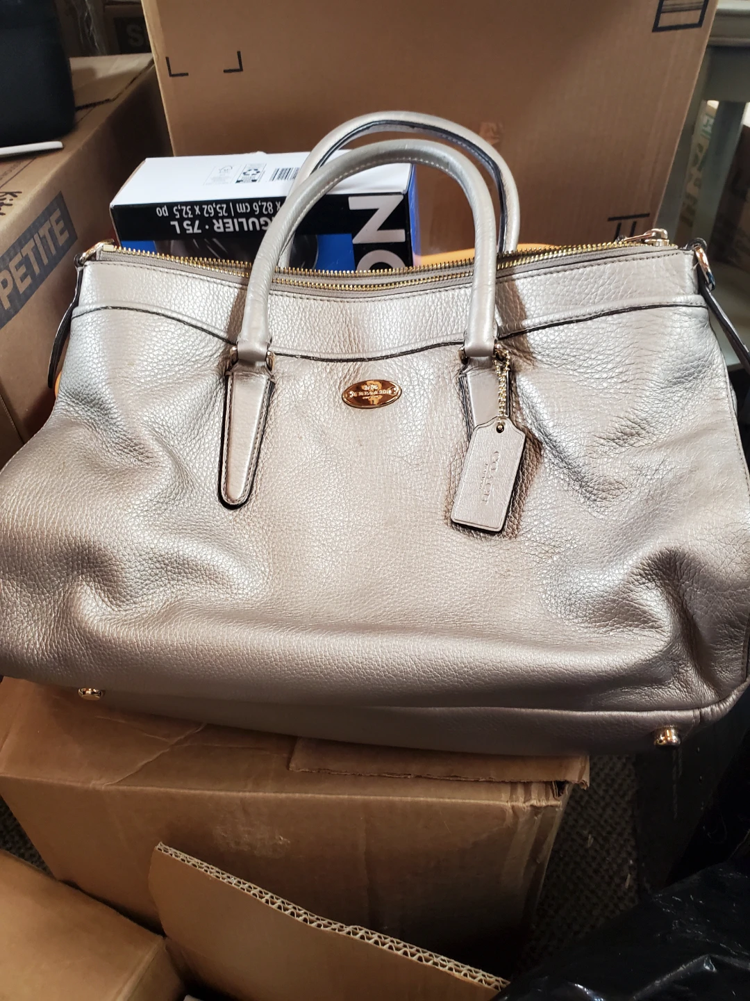 Coach Metallic Leather Tote Bag