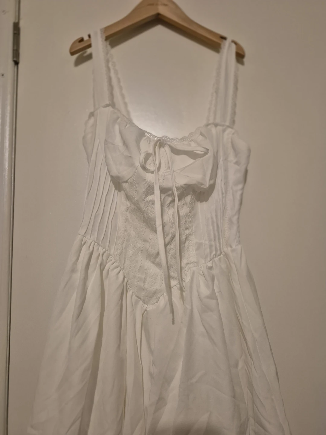 White Mini Dress with Lace Trim - photo 2