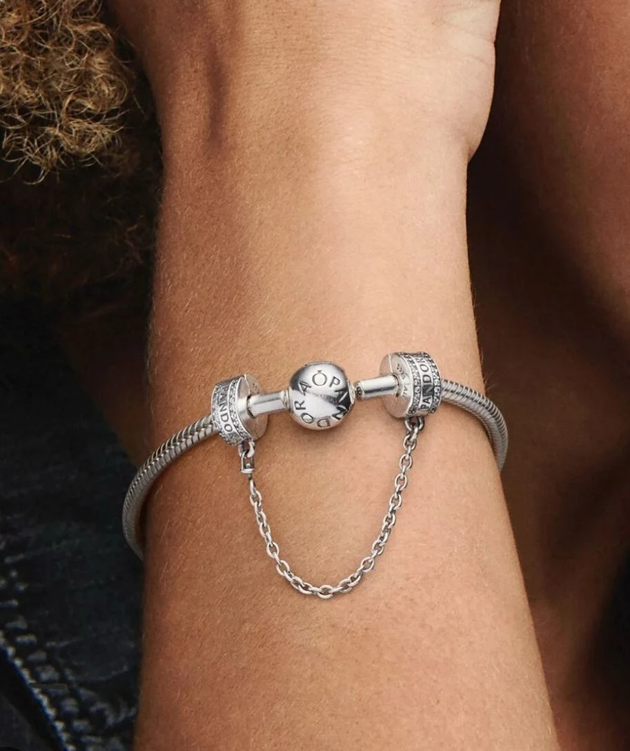 Pandora Sterling Silver Pave Safety Chain Charm
