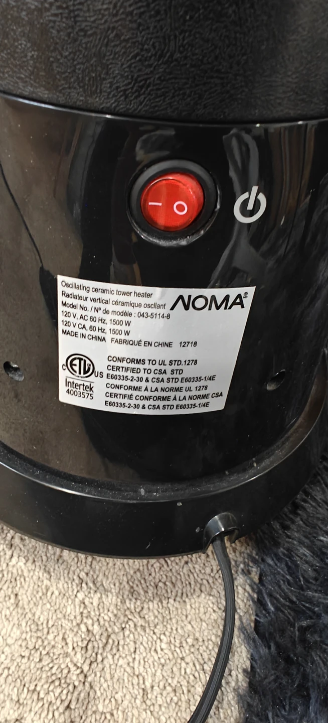 NOMA Oscillating Ceramic Tower Heater 1500W - photo 2