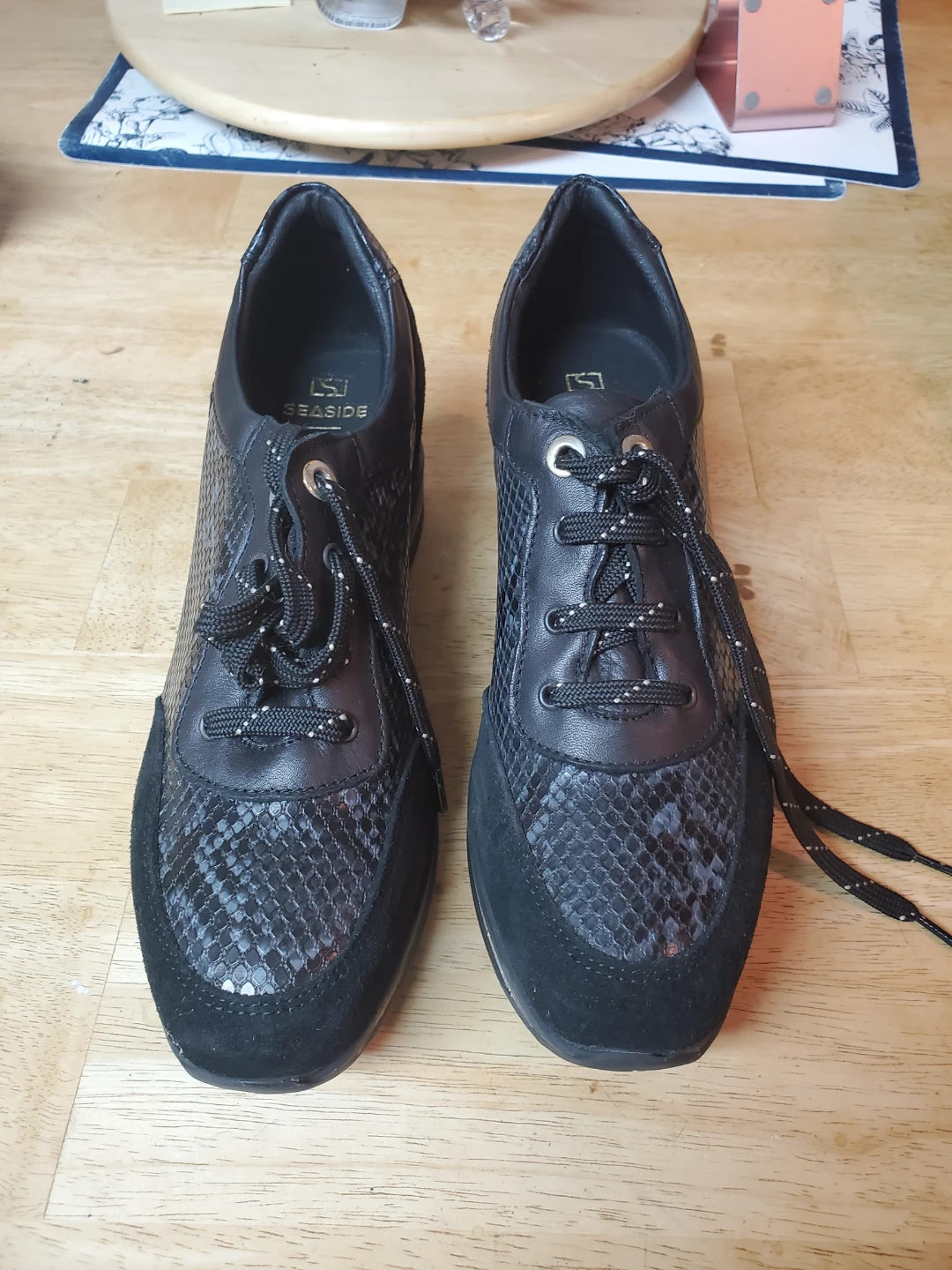 Seaside Black Snake Print Wedge Sneakers Women's Size 40 - photo 4