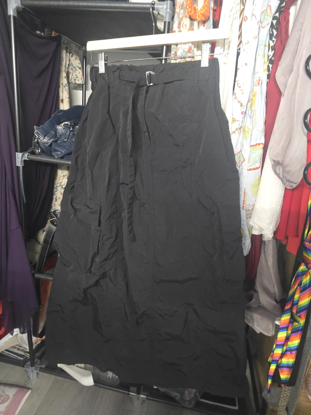 Black Belted Cargo Skirt