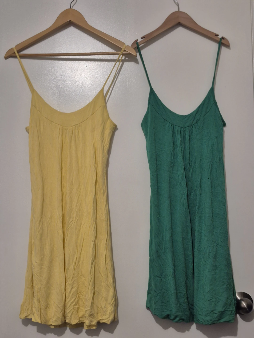 BUNDLE GARAGE Spaghetti Strap Mini Dress - Yellow & Green