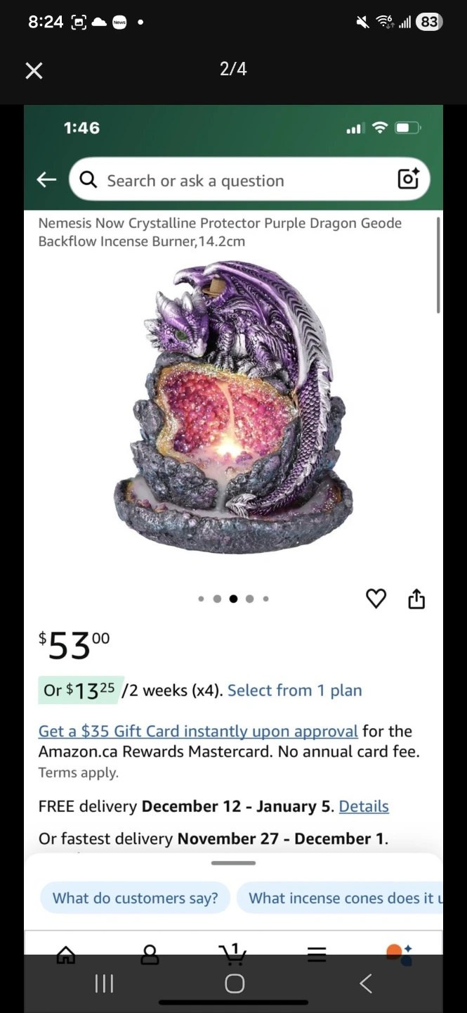 Nemesis Now Purple Dragon Geode Backflow Incense Burner 14.2cm